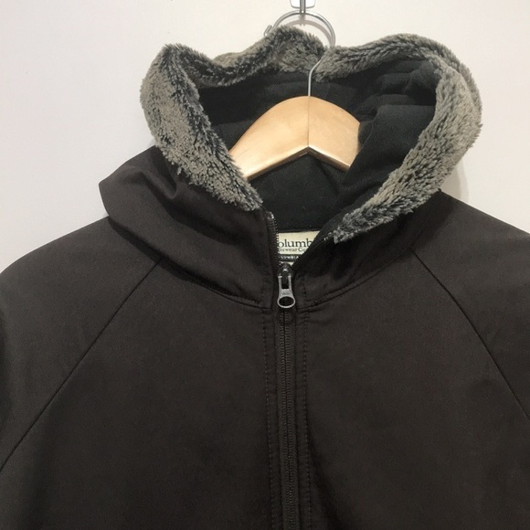 COLUMBIA brown faux fur hood lining zipper front jacket size Large - Picture 2 of 10